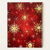 Kerstgouden sneeuwvlokken op rode achtergrond planner (Achterkant)