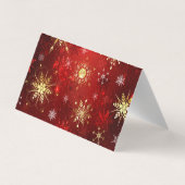 Kerstgouden sneeuwvlokken op rode achtergrond visitekaartjes (Achterkant)