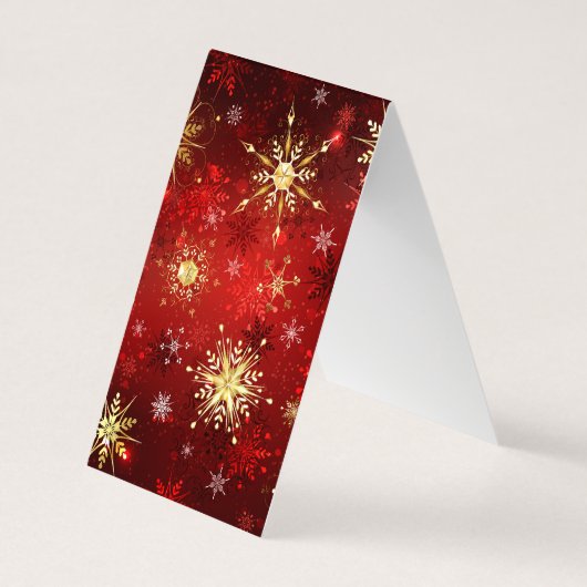 Kerstgouden sneeuwvlokken op rode achtergrond visitekaartjes (Achterkant)