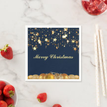 Kerstgouden sterren, kerstballen, boom en bericht