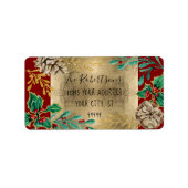 Kerstgoudolie Red Holly Pine Cone Greenery Etiket (Voorkant)