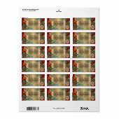 Kerstgoudolie Red Holly Pine Cone Greenery Etiket (Full Sheet)