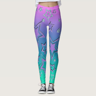 Kerstgradiënt glitter shine confetti sterren leggings