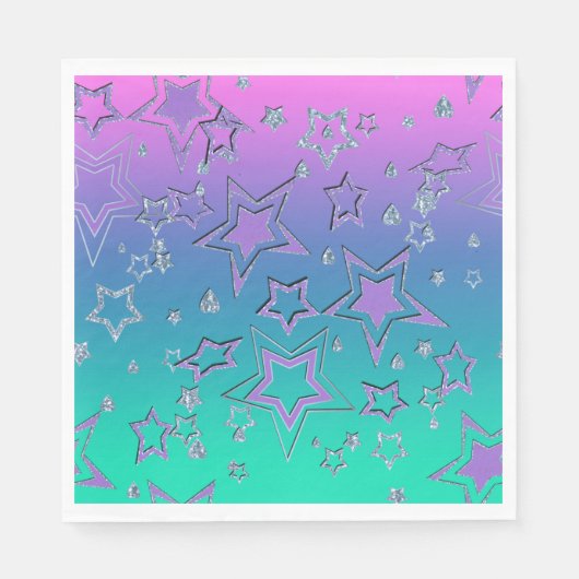 Kerstgradiënt glitter shine confetti sterren servet (Voorkant)