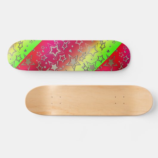 Kerstgradiënt glitter shine confetti sterren skateboard (Horizontaal)