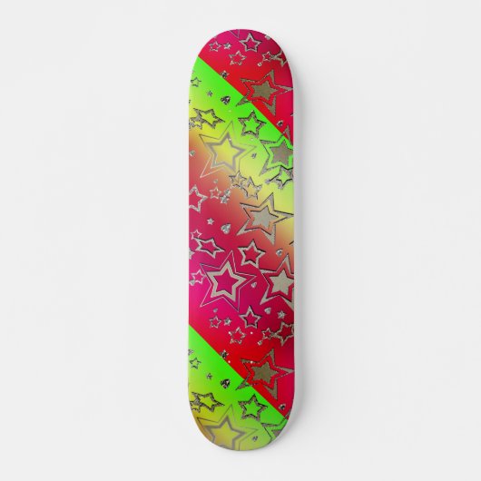 Kerstgradiënt glitter shine confetti sterren skateboard (Voorkant)