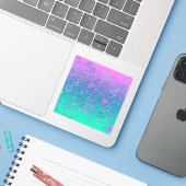 Kerstgradiënt glitter shine confetti sterren sticker (Laptop met iPhone)