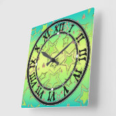 Kerstgradiënt glitter shine confetti sterren vierkante klok (Hoek)