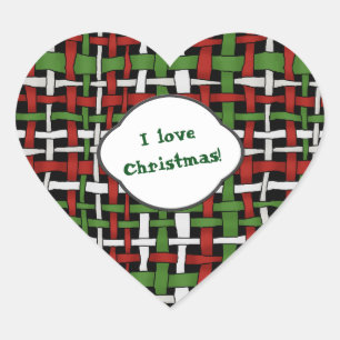 Kerstgrapjas Burlap elke tekst Hart Sticker