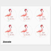 Kerstgrappige flamingo Santa TED Ronde Sticker (Vel)