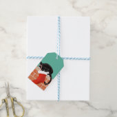 Kerstgrappige kat en staart cadeaulabel (Met Touw)