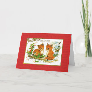 kerstgraten Foxes reproductie Kaart