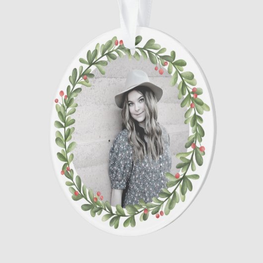 KerstGreenery Berries Wreath Photo Ornament (voorkant)