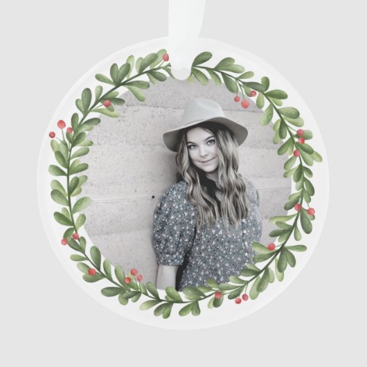 KerstGreenery Berries Wreath Photo Ornament (voorkant)