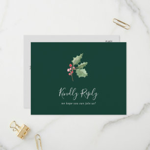 kerstGreenery Green Song Request RSVP Uitnodiging Briefkaart