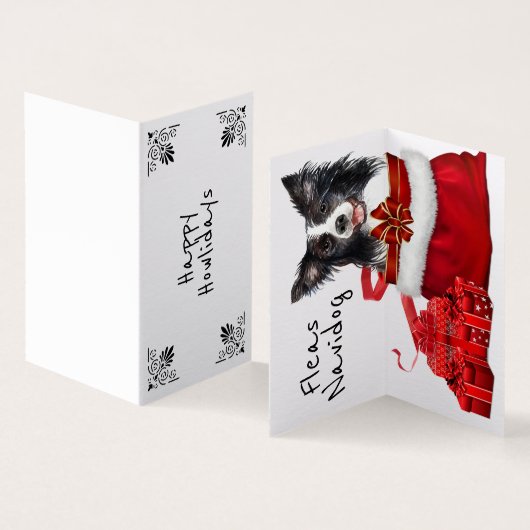 kerstgrens Collie Santa Sack DIY wenst Kaart (Binnen en buitenkant)