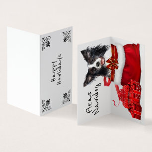 kerstgrens Collie Santa Sack DIY wenst Kaart
