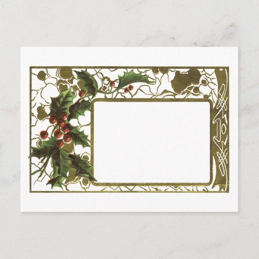  kerstgrens met Vintage Holly Briefkaart (Voorkant)