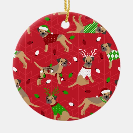 Kerstgrens Terrier Keramisch Ornament (Voorkant)
