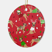 Kerstgrens Terrier Keramisch Ornament (Links)