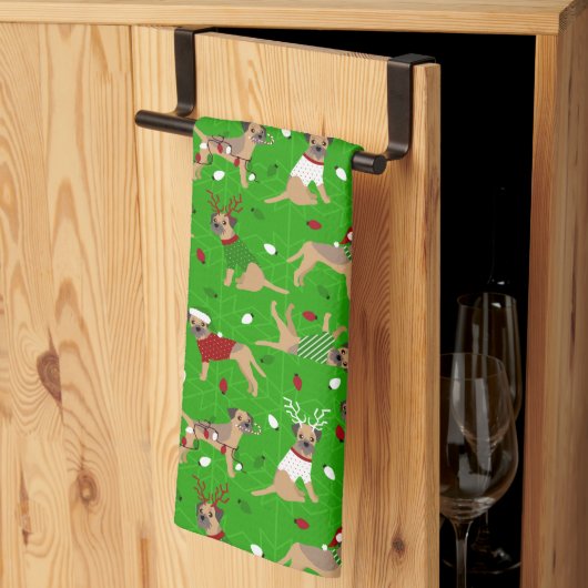 Kerstgrens Terrier Kitchen Towel Theedoek (Derde Gevouwen)