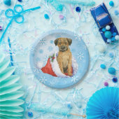 Kerstgrens Terrier Papieren Bordje (Feest)