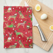 Kerstgrens Terrier Theedoek (Quarter Fold)