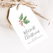 Kerstgrijns feestkerst cadeaulabel