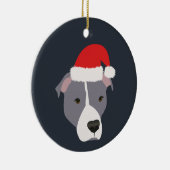 Kerstgrijs en witte Pitbull Keramisch Ornament (Rechts)