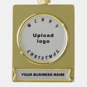 Kerstgrijs op verguld banner ornament (Voorkant)