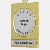 Kerstgrijs op verguld banner ornament (Links)