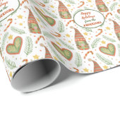 kerstgrilgnoompatroon cadeaupapier (Rol Hoek)