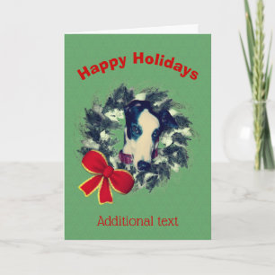 kerstgrindhond Wreath Bow Holiday Kaart
