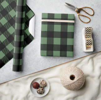 Kerstgroen Buffalo Plaid Winter Cadeaupapier