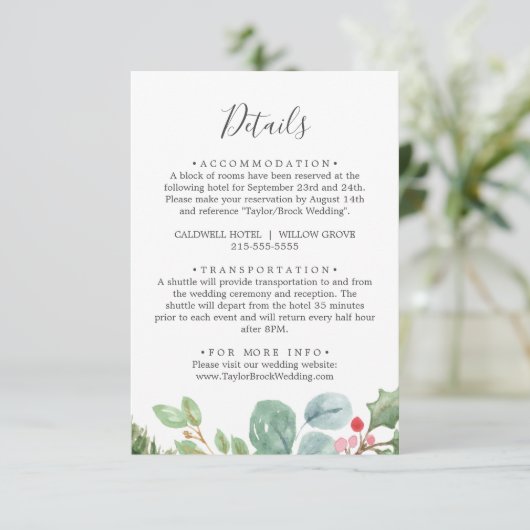 kerstgroen en Berry - Kaart met details (Staand voorkant)