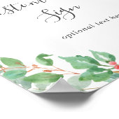 kerstgroen en Berry Wreated Custom Text Sign Poster (Hoek)