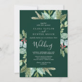 Kerstgroen en rode Berry | Groen huwelijk Kaart (Voorkant)