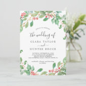 kerstgroen en rode Berry het huwelijk van Kaart (Staand voorkant)