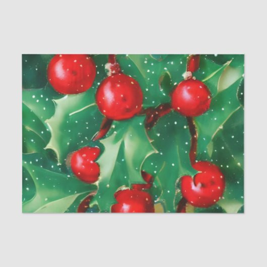 kerstgroen en rode bessen tissuepapier (Voorkant)