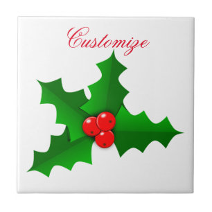 Kerstgroen en rood heilig Thunder_Cove Tegeltje