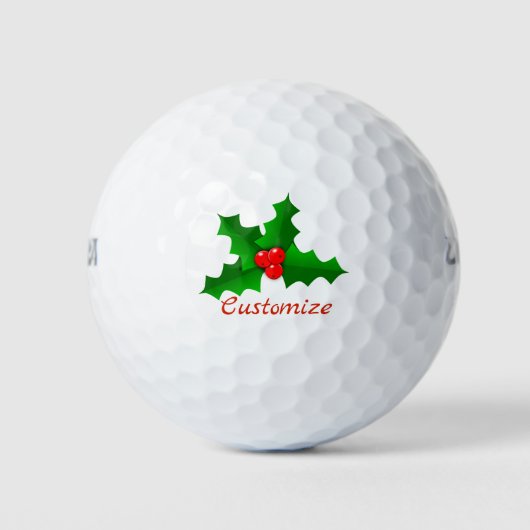 Kerstgroen en rood holly Thunder_Cove Golfballen (Voorkant)