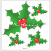Kerstgroen en rood holly Thunder_Cove Sticker (Vel)