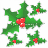 Kerstgroen en rood holly Thunder_Cove Sticker (Voorkant)