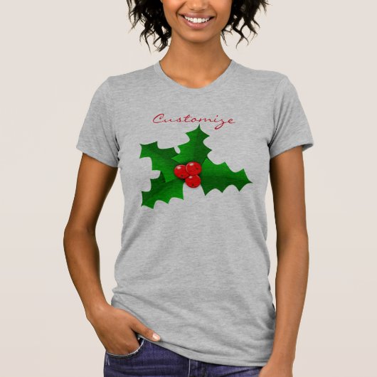 Kerstgroen en rood holly Thunder_Cove T-shirt (Voorkant)