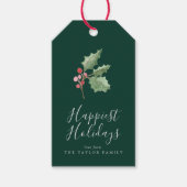 kerstgroen gelukkigste Feestdagen | Groen Cadeaulabel (Voorkant)