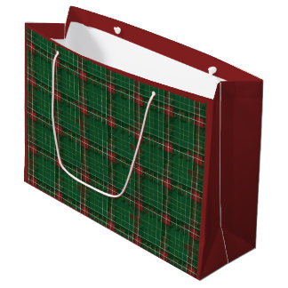 Kerstgroen geruit groot cadeauzakje