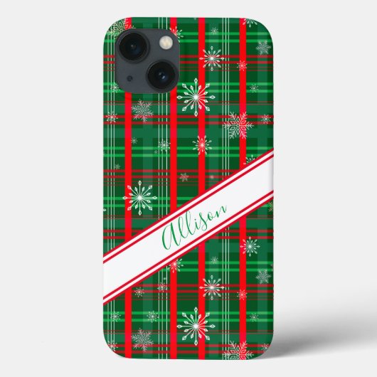 Kerstgroen geruit persoonlijk script naam Case-Mate iPhone case (Achterkant)