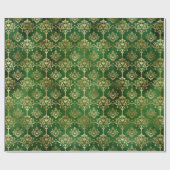 Kerstgroen/gouden Damaspatroon Cadeaupapier (Vlak)