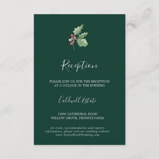 kerstgroen | Groene ontvangst Kaart invoegen (Voorkant)