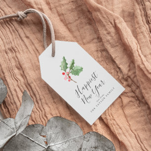 kerstgroen het gelukkigste nieuwjaar Grijs Cadeaulabel